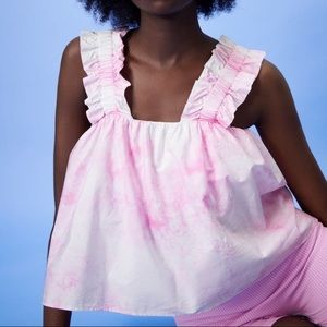 *NWT* Zara Tie Dye Poplin Top